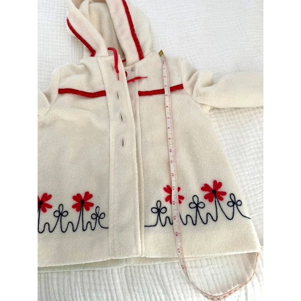 VTG‎ 1950s Cute Togs Girls Hooded Coat 2T Red Floral Quilted Lined